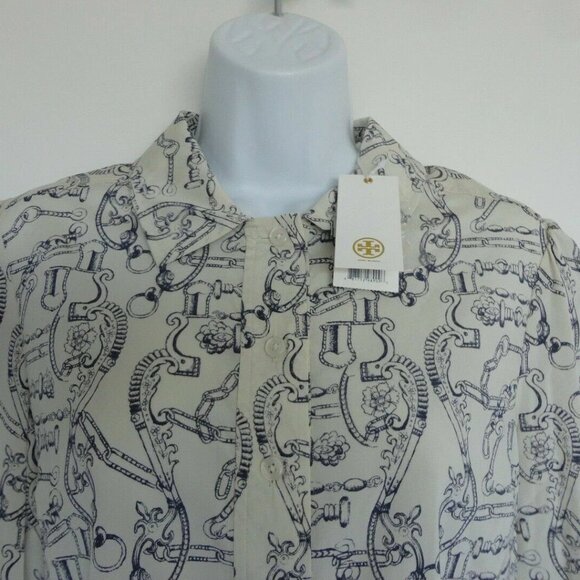 NWT TORY BURCH Silk Celestial Frentera LS Angelique Blouse Top Shirt 8 - Picture 3 of 6